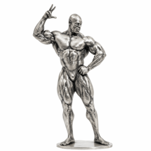 The King Silver Statue &mdash; the mass-era champion at the peak of a hit pose
