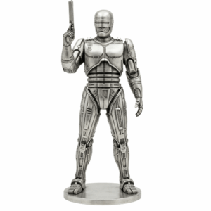 Officer Murphy Silver Statue — the dystopian cyborg-lawman archetype