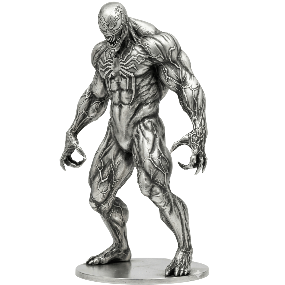 Fanged Symbiote — solid .999 fine silver statue