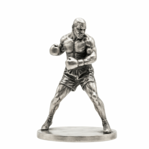 Iron Mike Silver Statue — boxing's oldest crown in a coiled ready stance