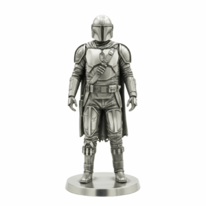 Mando Silver Statue — the helmeted space-western mercenary