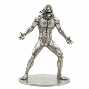 The Attack Titan Silver Statue &mdash; the defiant avenger-of-the-walled-city archetype