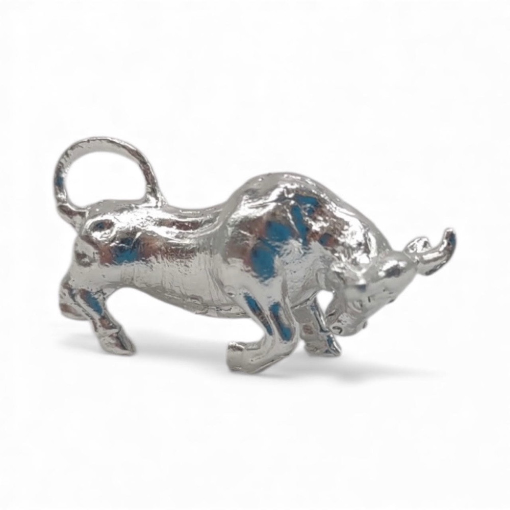Silver charging bull collectible