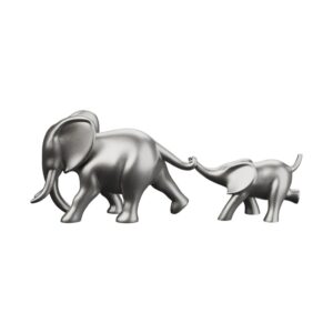 Minimalist Elephant Duo Silver Statue