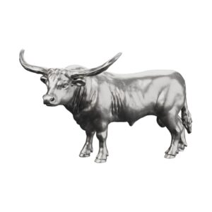 Texas Longhorn Bull Silver Statue