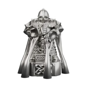 Fantasy Dwarf Warrior Silver Statue