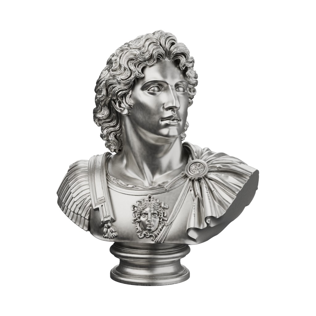 Alexander The Great Bust — solid .999 fine silver statue
