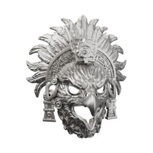 Aztec Eagle Warrior Silver Statue — warrior of the sun