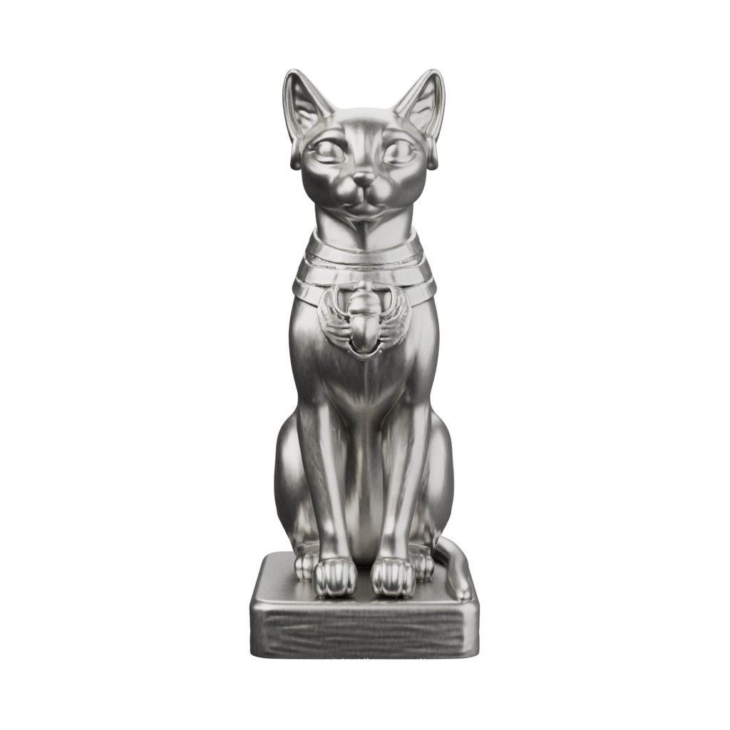 Bastet Egyptian Cat — solid .999 fine silver statue