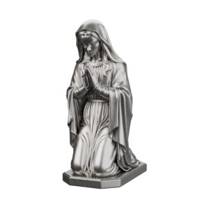 Blessed Virgin Mary Silver Statue — the God-bearer in veil and mantle in silver