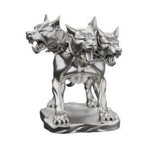 Cerberus Three-Headed Hound Silver Statue — guardian of the gates of the dead