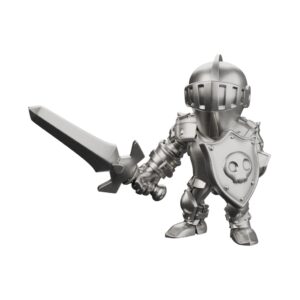Chibi Armored Knight Silver Statue — pint-sized helmeted hero