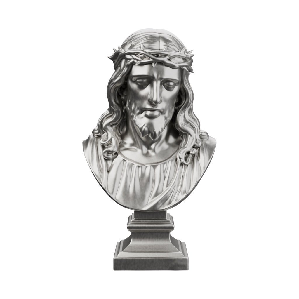 Christ Portrait Bust — solid .999 fine silver statue