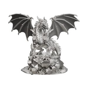 Colossal Dragon Silver Statue — the beast of impossible scale from world myth