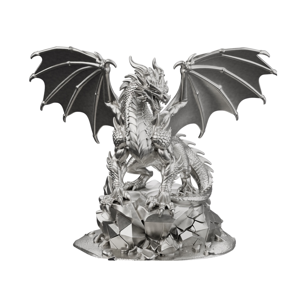 Colossal Dragon — solid .999 fine silver statue