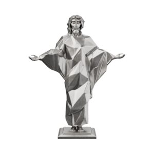 Contemporary Christ Silver Statue — the welcoming figure with hand raised in blessing