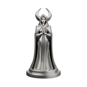 Crescent Moon Goddess Silver Statue — lunar queen of the night sky