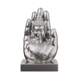 Deity in Praying Hands Silver Statue — folded palms of perfect devotion