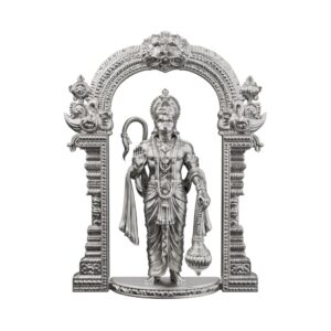 Deity in Temple Arch Silver Statue — radiant flame-gate of the divine