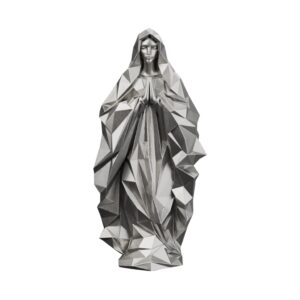 Faceted Virgin Mary Silver Statue — the Queen of Heaven in crystalline modern form
