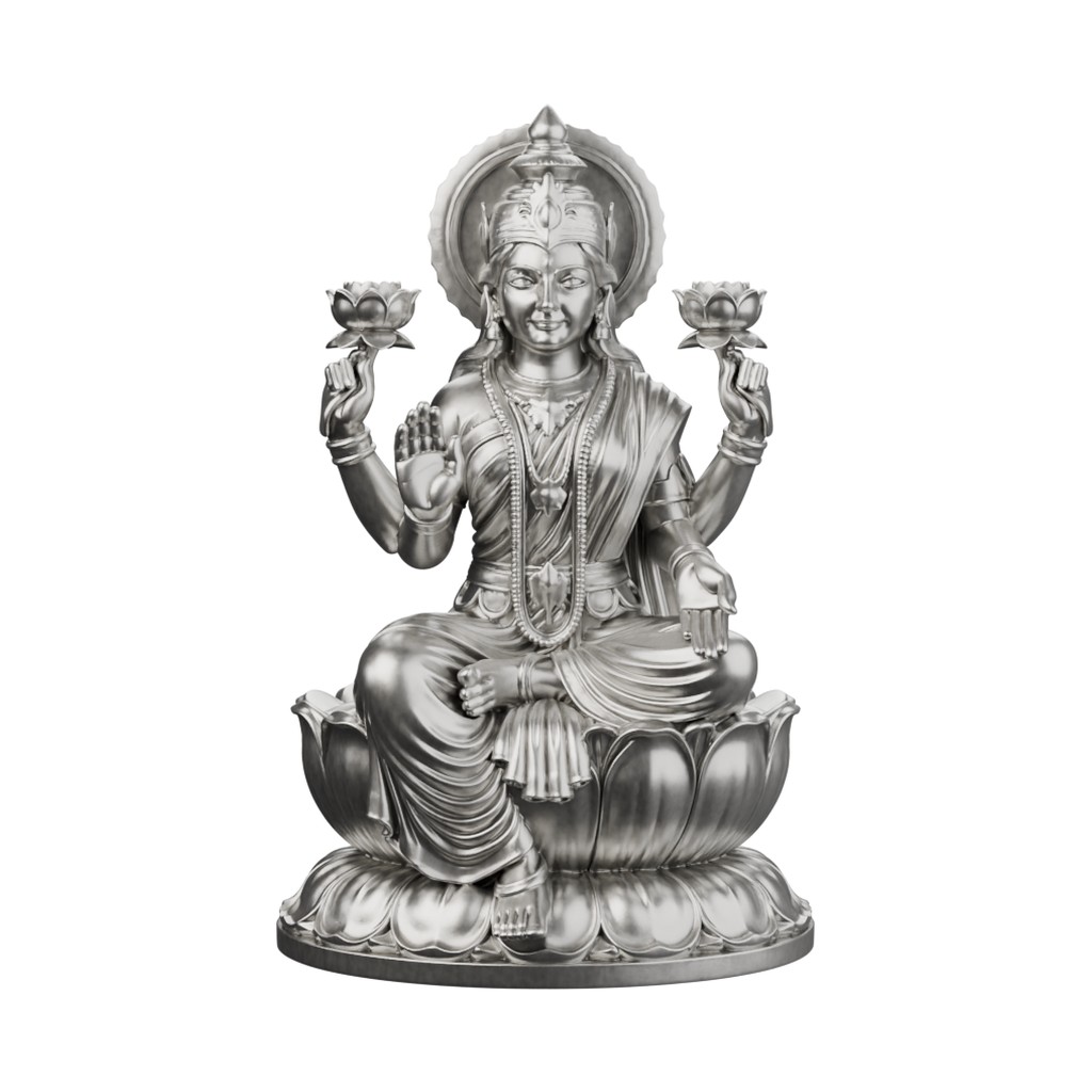 Goddess Lakshmi — solid .999 fine silver statue