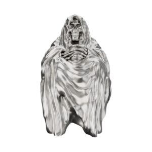Grim Reaper Tea Break Silver Statue — the harvester of souls pausing for a cuppa