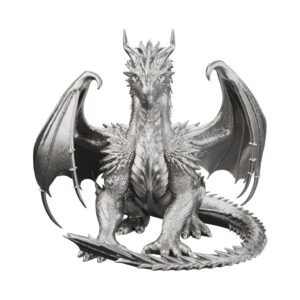 Imperial Dragon Silver Statue — the five-clawed dragon of the emperor alone