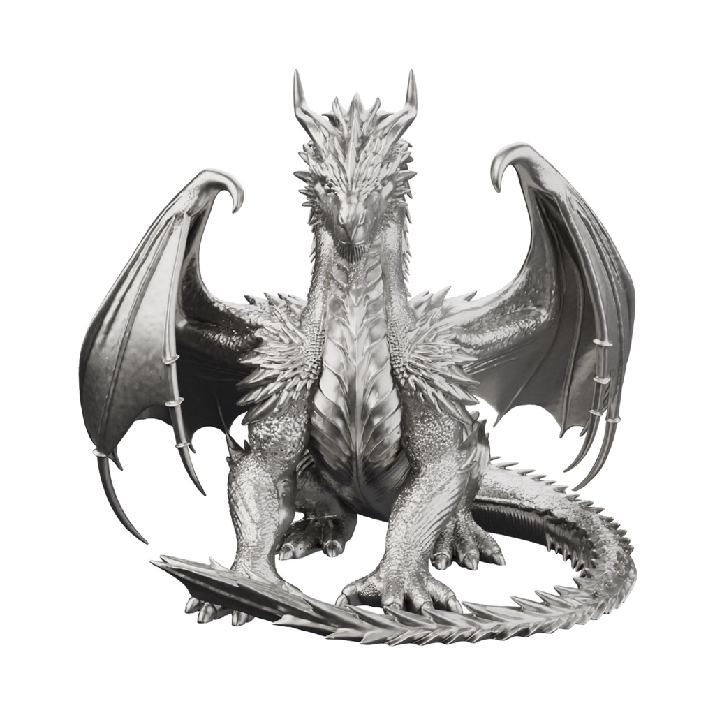 Imperial Dragon — solid .999 fine silver statue