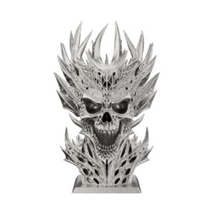 Inferno Skull Silver Statue — the eternal flame of rebellion