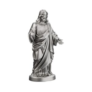 Jesus Christ Silver Statue — arms open in welcome and mercy
