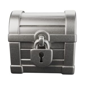 Locked Treasure Chest Silver Statue — the guarded icon of Golden Age piracy