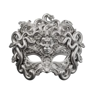 Medusa Mask Silver Sculpture — the guardian gorgon whose gaze turns misfortune to stone