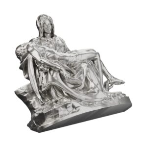 Michelangelo’s Pieta Silver Statue — the Virgin cradling her son in resigned compassion