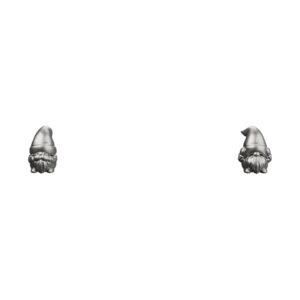 Mini Gnome Pair Set Silver Statue — twin folklore guardians of home and garden