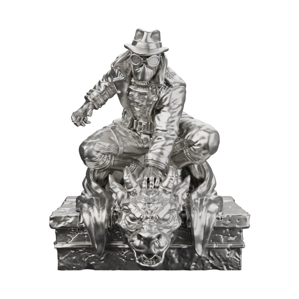 Noir Web Vigilante — solid .999 fine silver statue