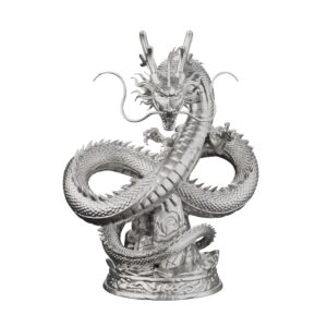 Shenlong Dragon Silver Statue — the wingless divine bringer of storms and rain