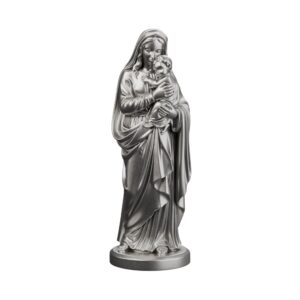 Virgin Mary and Baby Jesus Silver Statue — the God-bearer cradling her son