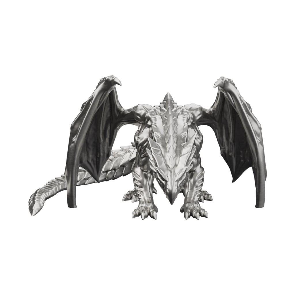 Winged Dragon — solid .999 fine silver statue