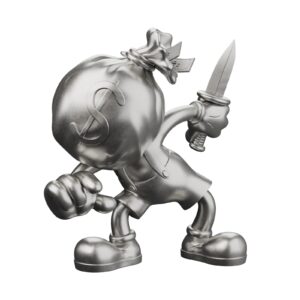 DJ Tambe Money Bags solid silver statue, front view