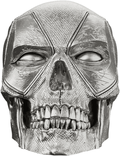 Merc with a Mouth Halloween Skull Silver Statue