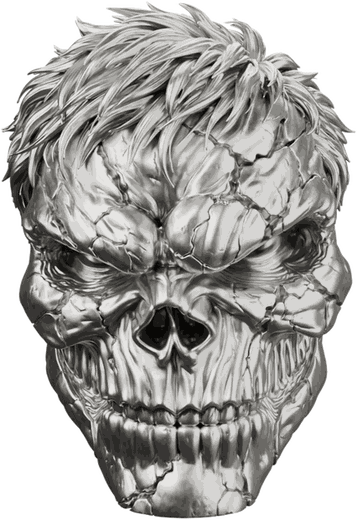 The Jade Giant Halloween Skull Silver Statue