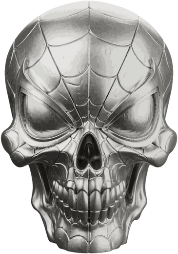 The Wall-Crawler Halloween Skull Silver Statue